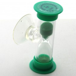 mini Sanduhr 4 min 6 cm Glas in Kunststoff mit Saugnapf zum drehen