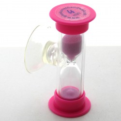 mini Sanduhr 4 min 6 cm Glas in Kunststoff mit Saugnapf zum drehen
