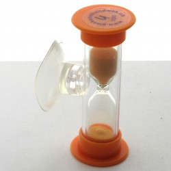 mini Sanduhr 4 min 6 cm Glas in Kunststoff mit Saugnapf zum drehen