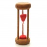 mini Sanduhr 4 Min. 6.4cm zylindrisch Glas in Holzgestell Buche natur
