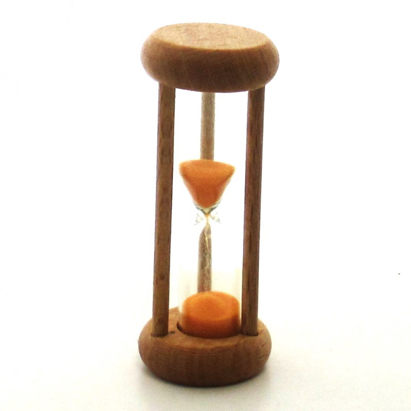 mini Sanduhr 4 Min. 6.4cm zylindrisch Glas in Holzgestell Buche natur