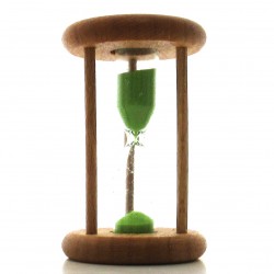 mini Sanduhr 2 Min. 6.3cm zylindrisch Glas in Holzgestell Buche natur