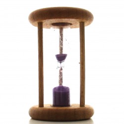 mini Sanduhr 2 Min. 6.3cm zylindrisch Glas in Holzgestell Buche natur