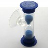 Mini Sanduhr 5 min 6 cm Blau, Glas in Kunststoff mit Saugnapf 60x25x33 mm zum drehen