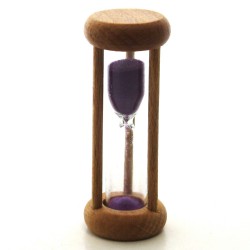 mini Sanduhr 5 Min. 64 mm zylindrisch Glas in Holzgestell Buche natur