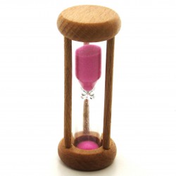 mini Sanduhr 5 Min. 64 mm zylindrisch Glas in Holzgestell Buche natur