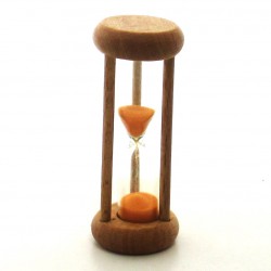 mini Sanduhr 5 Min. 64 mm zylindrisch Glas in Holzgestell Buche natur