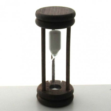 Sanduhr 2 min. 96 mm Weiss, im Buchenholzgestell gebeizt dunkel