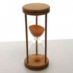 Sanduhr 10 min. 14 cm Orange, im Buchenholzgestell