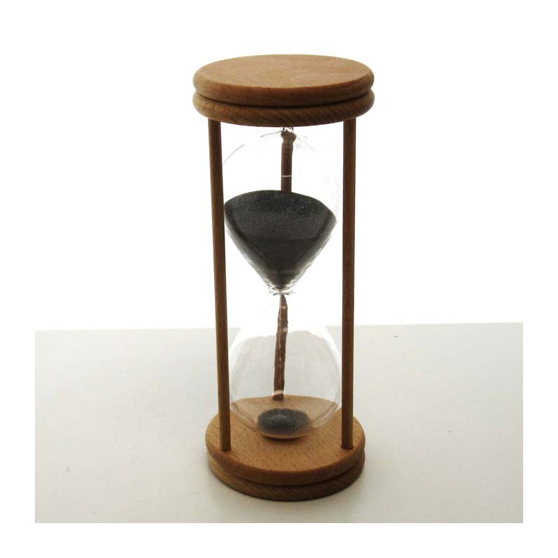 Sanduhr 20 min. 14 cm Schwarz, im Buchenholzgestell