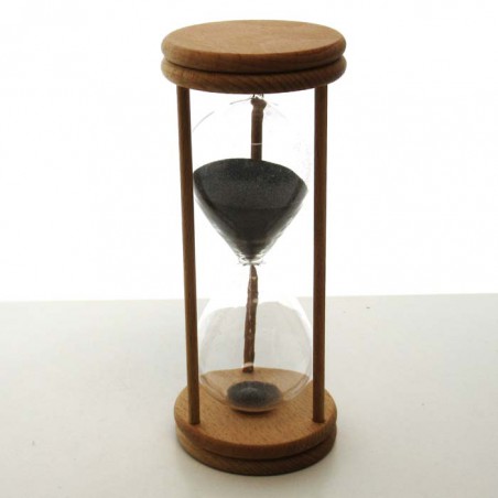 Sanduhr 20 min. 14 cm Schwarz, im Buchenholzgestell