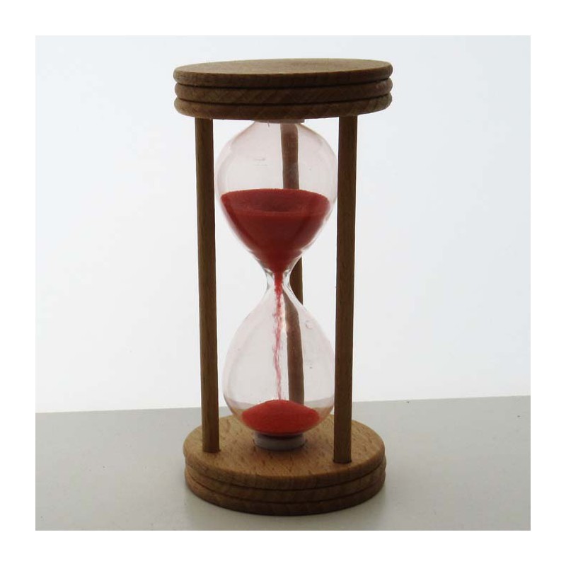 Sanduhr 3 min 95mm Glas in Holzgestell Buche Natur,