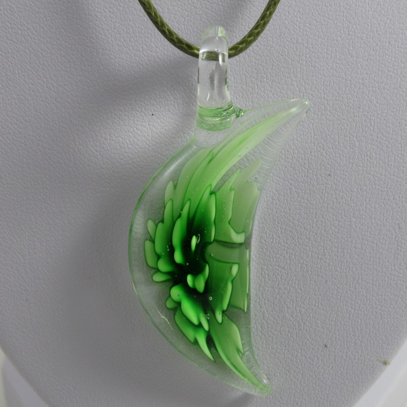Muranoglas Mond 57mm mit Blume innen  zum hängen