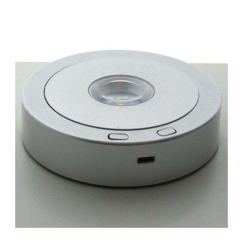 LED-115mm Drehständer Silber mit 8 Lichtmodi Display-Sockel