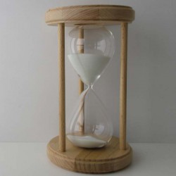 Sanduhr 60 Min. 24 cm Weiss, rund Buchenholz