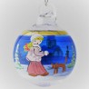 Glaskugel 040 mm Blau Winterlandschaft mit Goldrand zum hängen