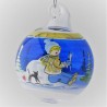 Glaskugel 040 mm Blau Winterlandschaft mit Goldrand zum hängen