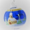 Glaskugel 040 mm Blau Winterlandschaft mit Goldrand zum hängen