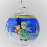 Glaskugel 040 mm Blau Winterlandschaft mit Goldrand zum hängen
