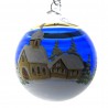 Glaskugel 040 mm Blau Winterlandschaft mit Goldrand zum hängen