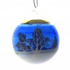 Glaskugel 040 mm Blau Winterlandschaft mit Goldrand zum hängen