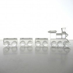 Glas Zug Lokomotive mit 3 Wagen Klar