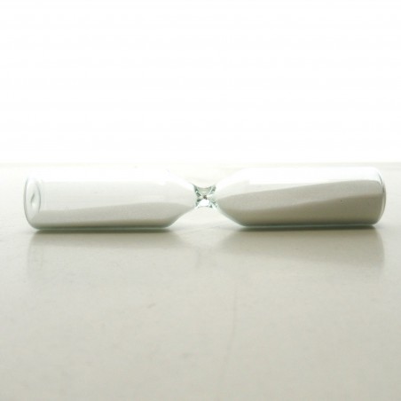 Glas Sanduhren 2 Min. 8.2 cm Weiss, zylindrisch  ohne Halter für Bastler