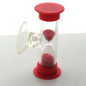 Mini Sanduhr 3 min 6 cm Rot, Glas in Kunststoff mit Saugnapf zum drehen