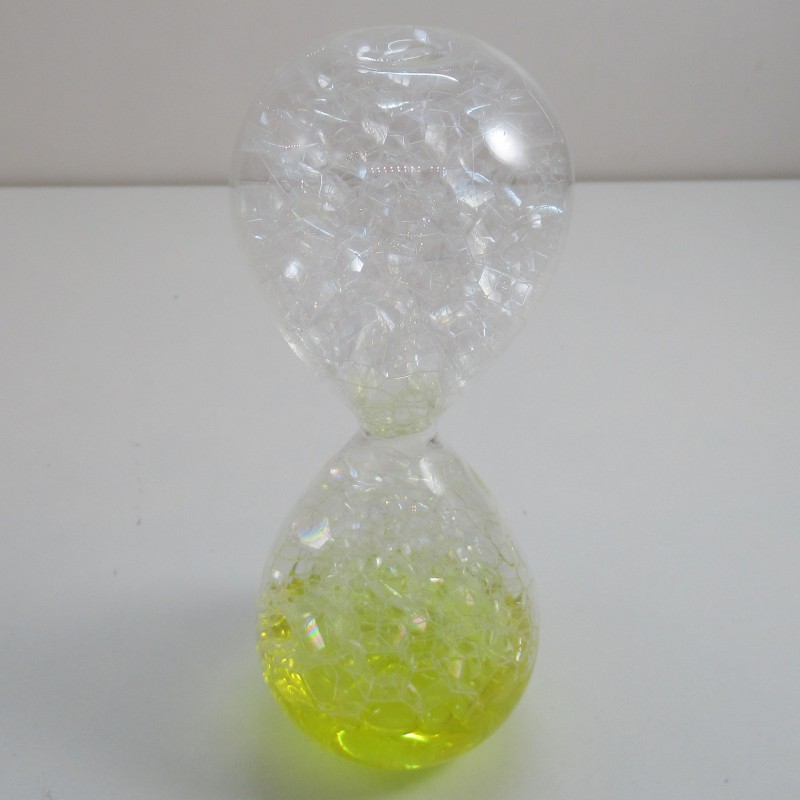 Glas Bubble Sanduhr 13cm Flüssigkeit Gelb