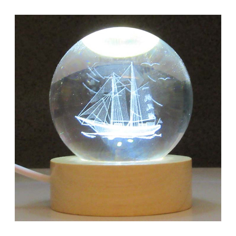 Glaskugel 60 mm mit Laser Schiff in Kugel Glaskugel 60 mm mit Laser Schiff in Kugel