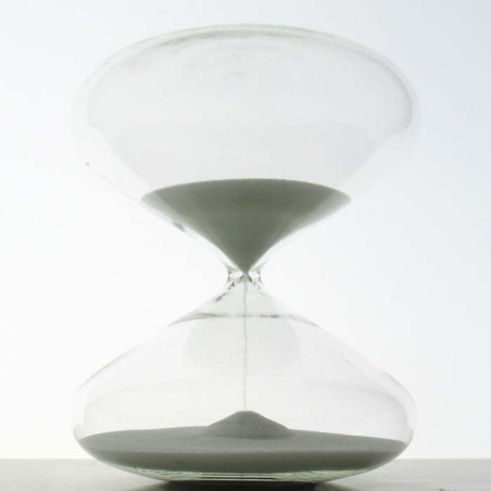 Glas-Sanduhr 30 min 14cm Sand weiss