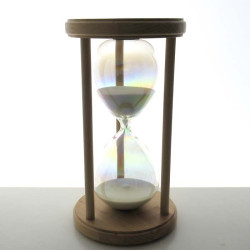Sanduhr 60 Min. 24 cm Weiss, AB rund Buchenholz