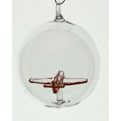 Glaskugel 80mm Flugzeug innen Mundgeblasen zum hängen