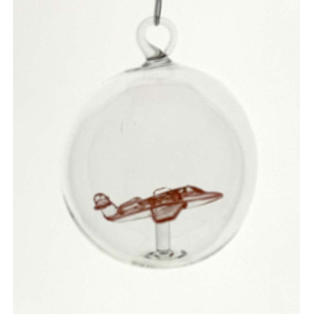 Glaskugel 80mm Flugzeug innen Mundgeblasen zum hängen