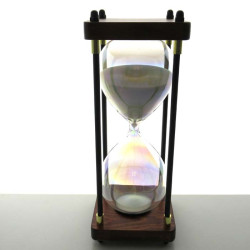 Sanduhr 60 Min. 25 cm Weiss, AB braun viereckig mit 4 Säulen