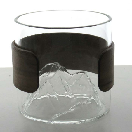 Glas Becher Berg -200ml 7.5 cm klar mit Nusbaum Ring Borosilikatglas