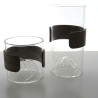 Glas Becher Berg -200ml 7.5 cm klar mit Nusbaum Ring Borosilikatglas
