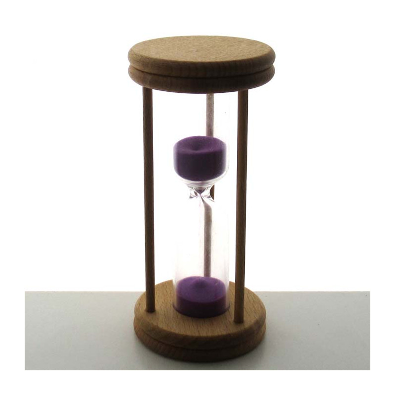 Sanduhren 15 Min. 130 x 60mm violett  Buche Natur