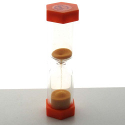 Sanduhren 3 Min. 12cm Orange, Sechseckig aussen  Kunststoff