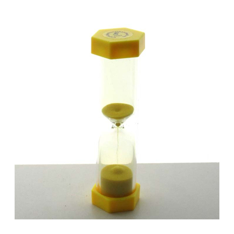 Sanduhren 5 Min. 12cm Gelb, Sechseckig aussen  Kunststoff
