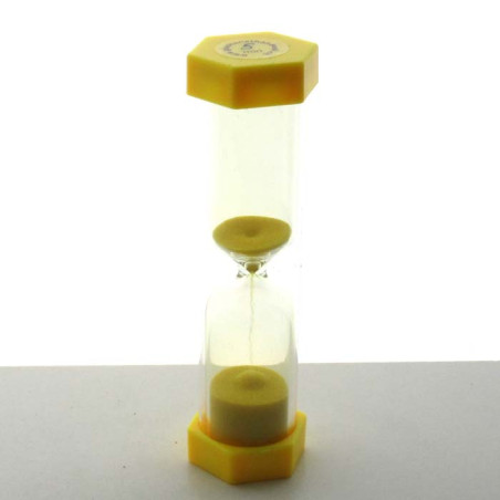 Sanduhren 5 Min. 12cm Gelb, Sechseckig aussen  Kunststoff