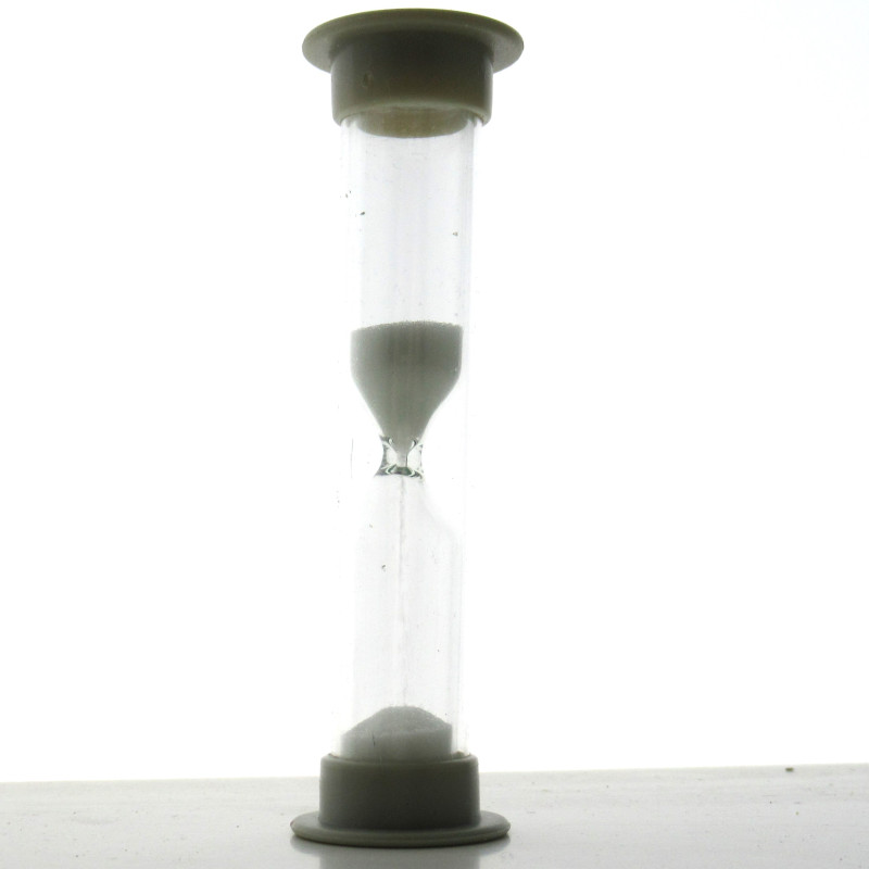 Sanduhren 2 Minuten 9 cm zylindrisch Glas in Kunststoff röhre