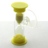Mini Sanduhr 2 min 6 cm Gelb, Glas in Kunststoff mit Saugnapf zum drehen
