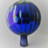Glas Rosenkugel 18 cm  Blau mit optischen Streifen und Farb-Punkte ca. 180 mm