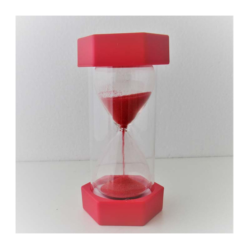 Sanduhr 30 Min. 13 cm Rot, klein Glas im Kunststoff 6 Eckig