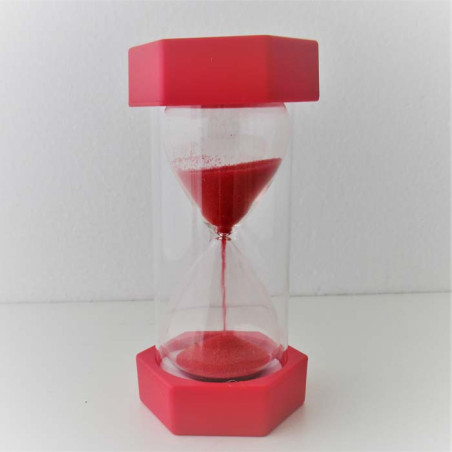 Sanduhr 30 Min. 13 cm Rot, klein Glas im Kunststoff 6 Eckig