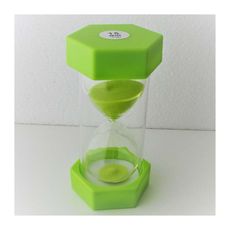 Sanduhr 60 Min. 15 cm Glas im  Holzgestell Nussbaum - Buche dunkel