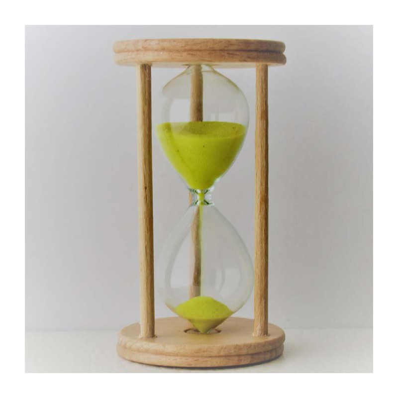 Sanduhr 5 min 9cm Glas in Holzgestell Buche Natur,