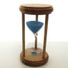 Sanduhr 10min 17cm Hellblau, im Holz Gestell mit 3 runden Stützen