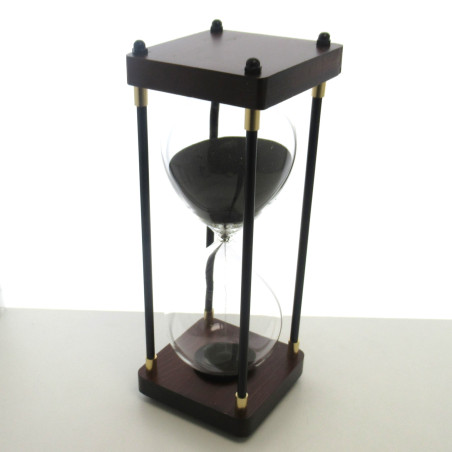 Sanduhr 60 Min. 25 cm Schwarz, Schwarz viereckig mit 4 Säulen